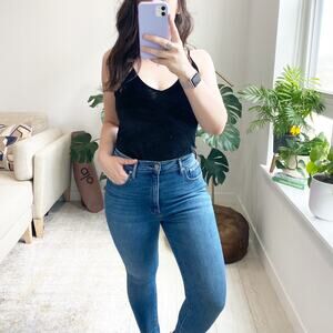 H&M Black Velvet Strappy Bodysuit Size Medium